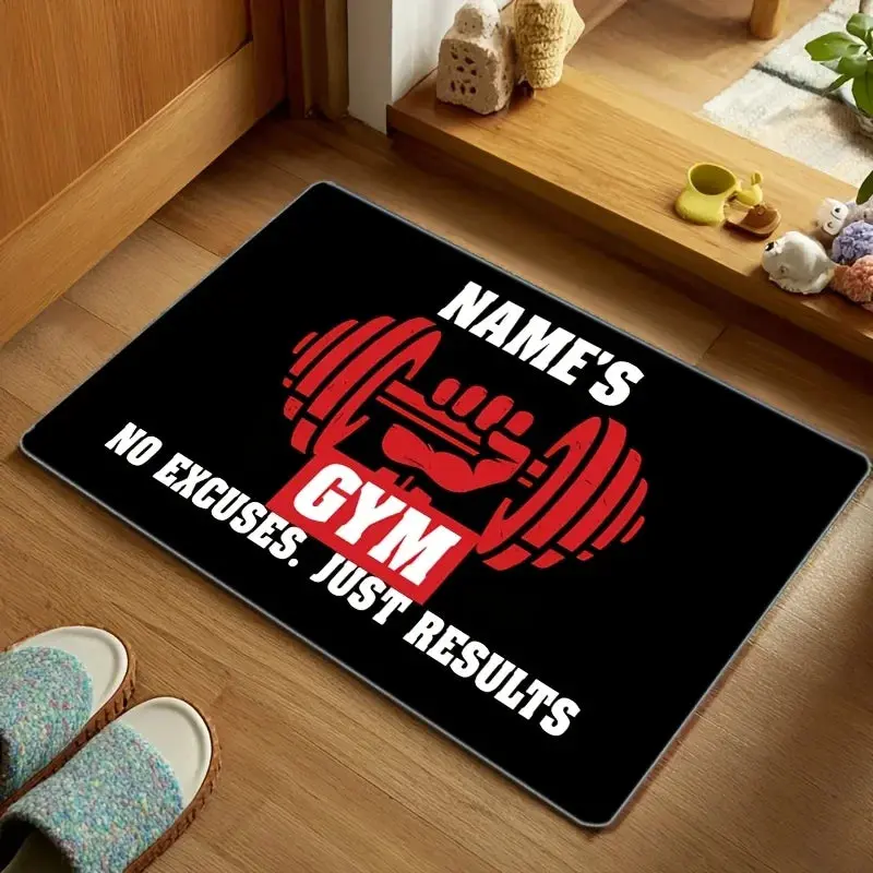 1 Personalized Welcome Gym Doormat, Custom Motivational Exercise Mat with Non-Slip Bottom - Custom Name Mat, Suitable for Gym Decor, Entrance, Indoor/Outdoor - Soft, Durable, Washable