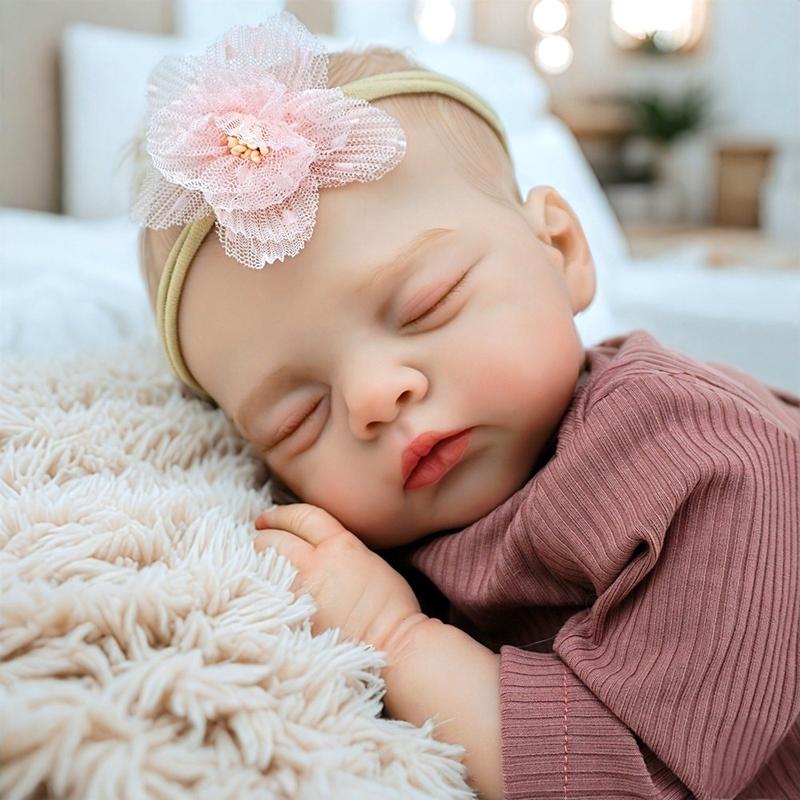 Reborn Dolls Eyes Closed 19 inch 48cm Realistic Reborn Baby Dolls Soft Cloth Body Newborn Babies with Set Clothes Painted Hair Chubby Face Doll Toy for Age 3+