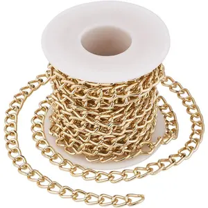 16.4  Aluminium Curb Chains Light Golden Plated Metal Craft Chains 10x6.5x1.8mm Golden Chain with Spool for Bracelet Necklace  Making