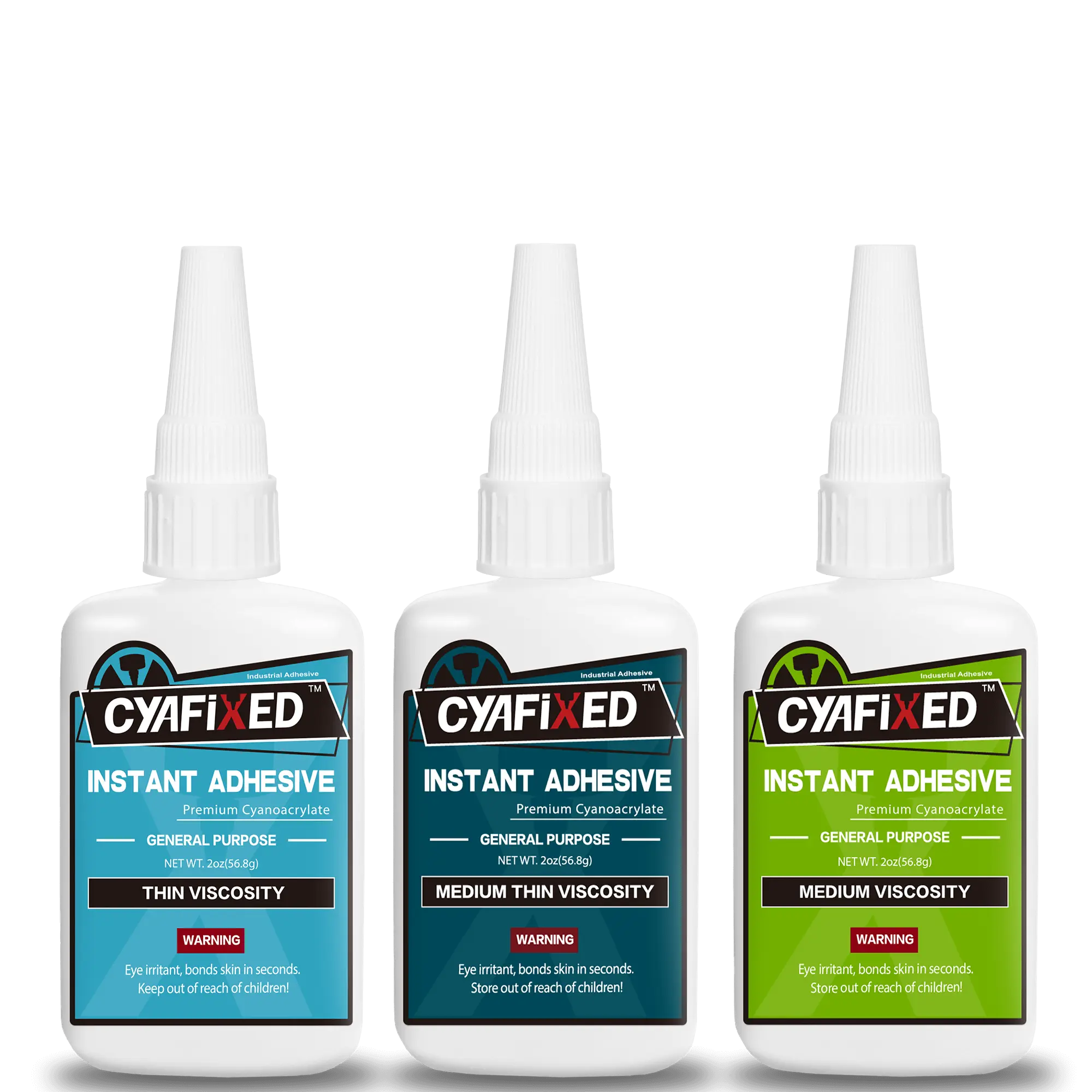 CYAFIXED Super Glue - Thin, Medium Thin & Medium Viscosity - CA Glue (Instant Adhesive) for 3D Printing,Plastic, Rubber, Metal, Permanent Repair,DIY Household Clear Glue Aquascape and Hobby Models