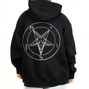 Dark Aesthetic Clothing Dark Wear - Hail Satan Design Unisex Hoodie, Sweatshirt, T-Shirt, Chicanos Clothing, Chicano Outfits, Cholo Clothes Unisex Classic Dark Style, Gothic, Baphomet Graphic Demons  Menswear Oversized Streetwear Loose Tops Fabric