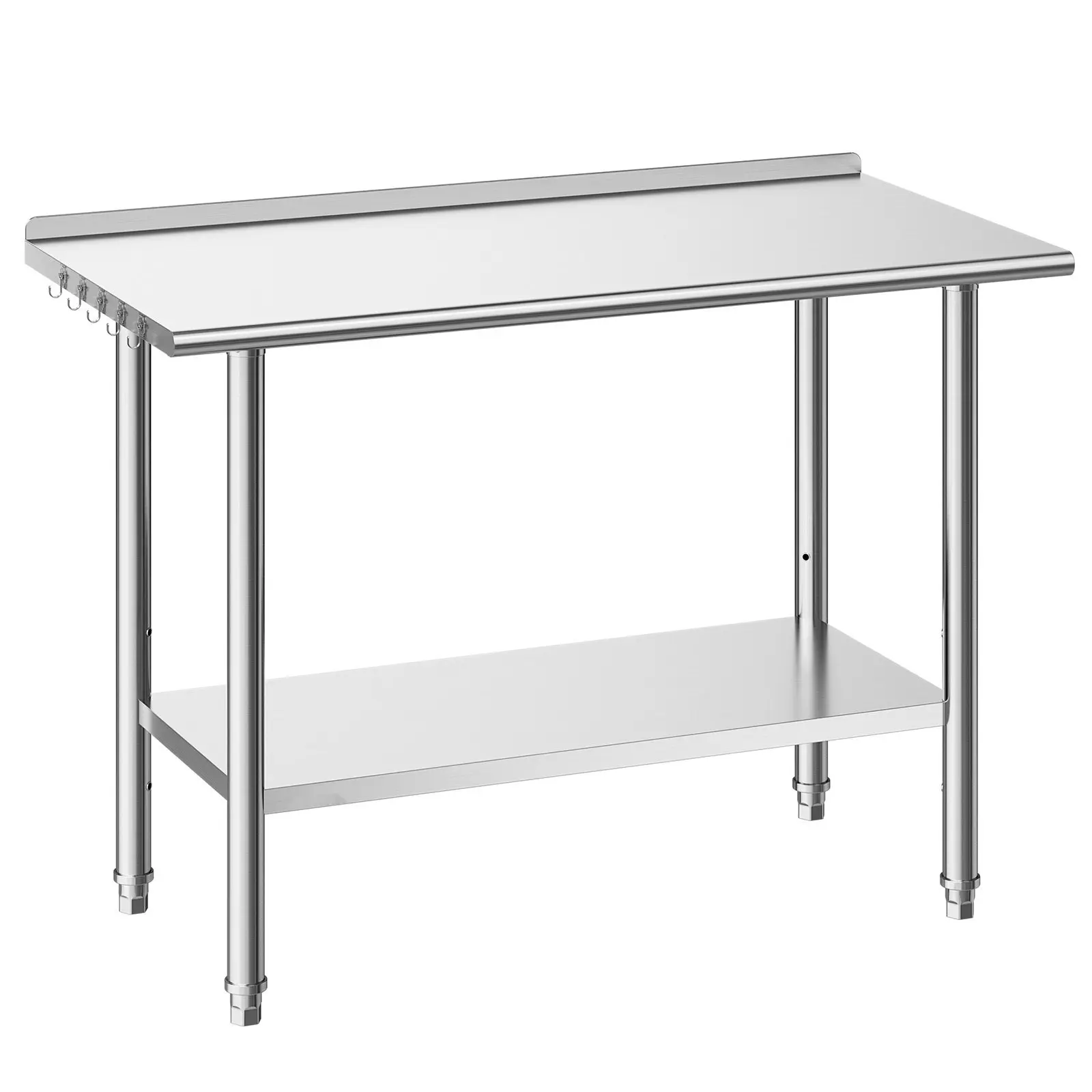 Stainless Steel Work Table, 24x48 Inch Food Preparation Table With Backsplash, Commercial Kitchen Workstation With Adjustable Undershelf, Heavy-Duty Utility Worktable For Restaurant Home Outdoor Use