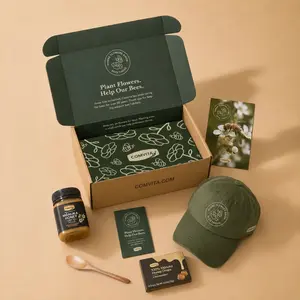 World Bee Month Gift Box Including UMF 10+ Mānuka Honey 8.8 oz, Wildflower Seed Packet, Honey Lozenges, Hat, Honey Wooden Spoon