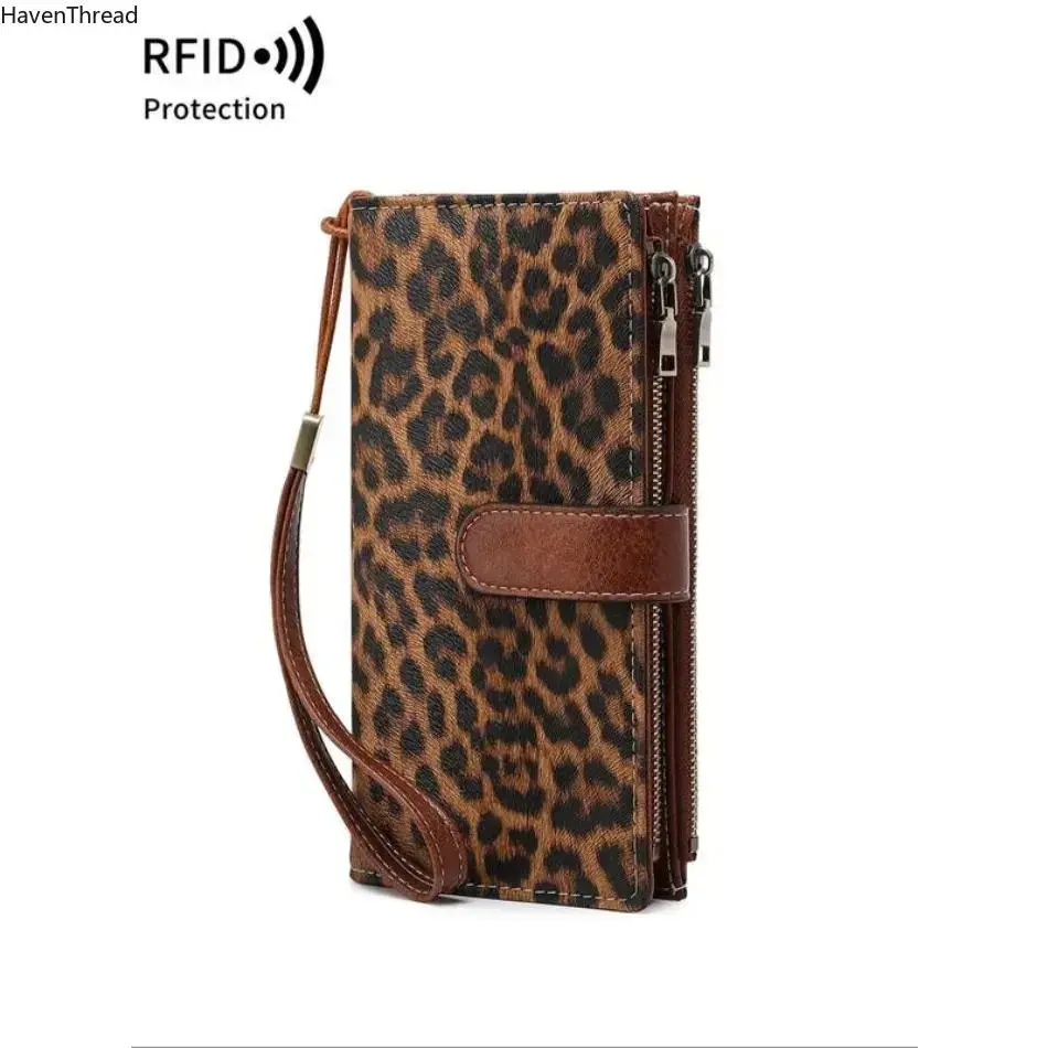 Long Wallet for Women, Stylish Leopard Print Wallet Purse with Zipper for Secure Storage, Ideal Sports Fan Game Day Gift, Fashion Wallet