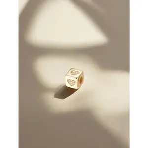 Cube Shaped Threader Charm with Heart - Elegant Design for Crafting and Crafting Accessories