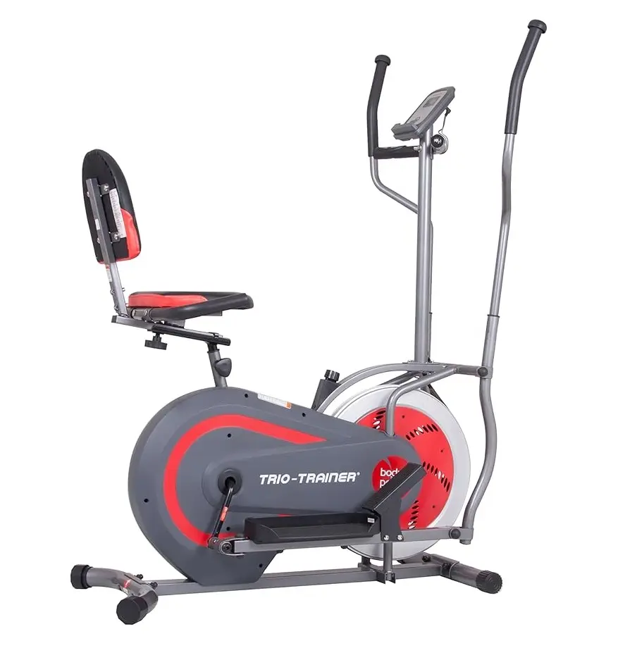 2nd Generation Patented 3-in-1 Home Gym, Upright Compact Exercise Bike, Elliptical Machine & Recumbent Bike, Trio Trainer with Heartrate Monitor, Safety Brake Pad