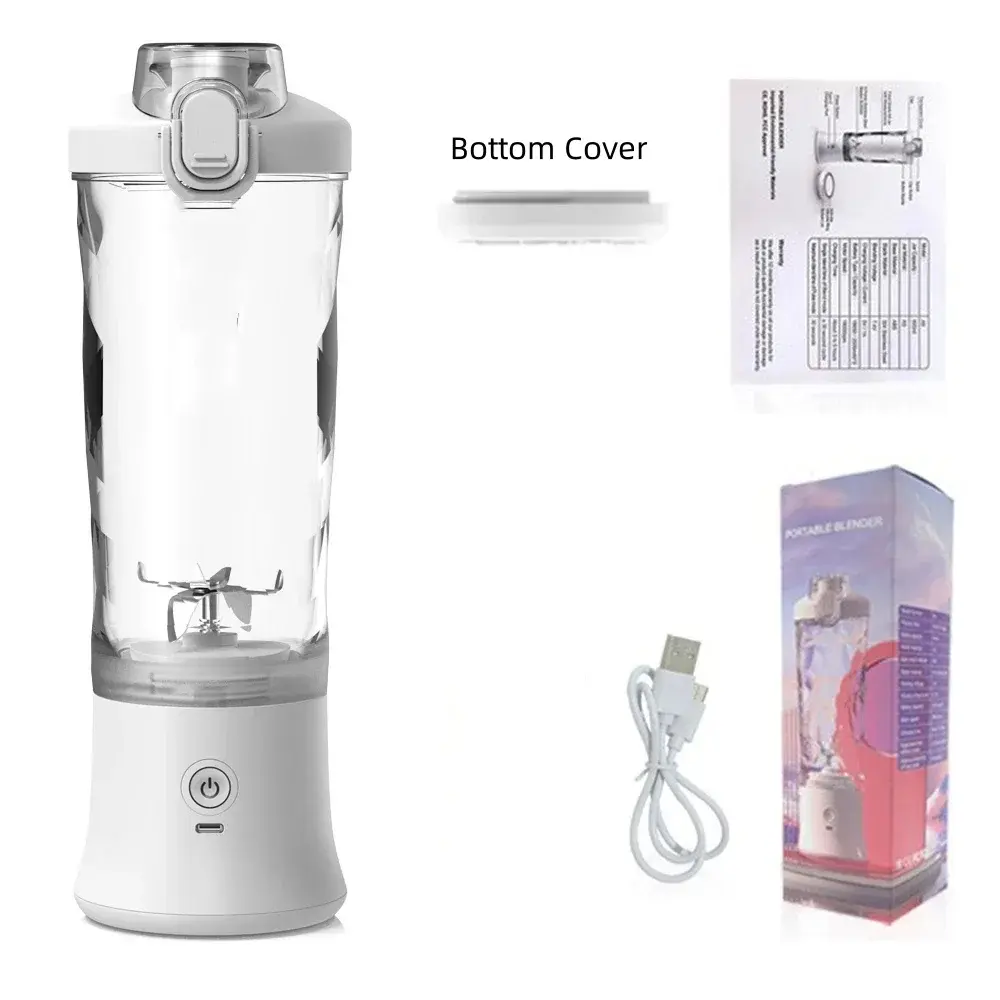 New 4000Mah Portable Juicer Cup 600ML 10-Leaf Blade Powerful Motor Mini Blender for Shakes Smoothis Blender Mixer Cup Outdoor XIAOWEI