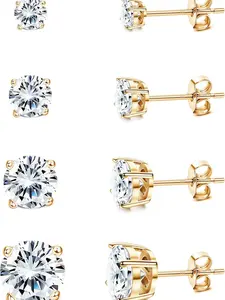 4pcs Fashion Earrings rings big fine stud dream peircings ear canvas embedded jewelry fat studs koreanstuds screw on back earrings