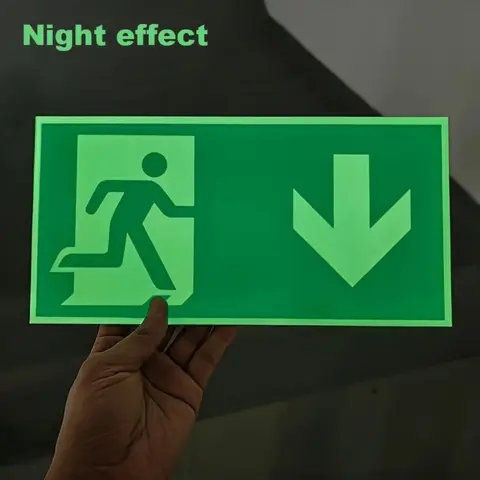 1/4/7 Counts Glow in The Dark Emergency Exit Sign Sticker Set, Sticker Packs, Glowing Fire Safety Quick Evacuation Easy Installation Versatile Use Durable PE Fire & Evacuation Indicator for Workshops, Offices, Public Spaces, Home Decor