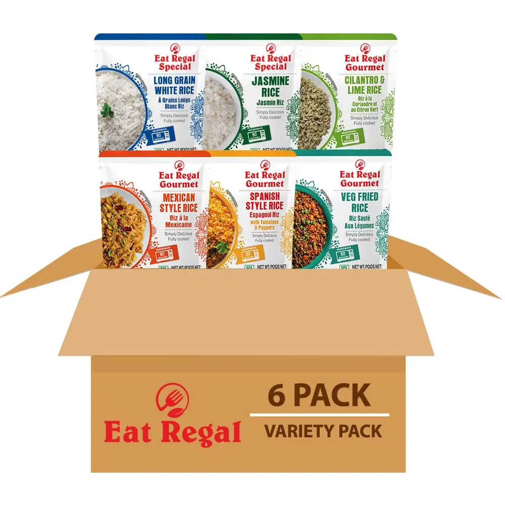 Eat Regal Heat & Eat Rice, Microwave Ready Rice in 1.5 Minutes, 6 Flavor Variety Pack, (6 Pack)