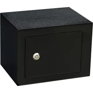 Safe Box Small Safe   Safe   Safe 6.7"D x 9.05"W x 6.7"H 0.24 CuFt Mini  Lock Safe Boxes for   Office Hotel Rooms Business   (Black)