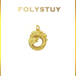 FOLYSTUYYNK17ExquisiteGoldToneDragonPendantIntricateCircularDesignCulturalInspiredElegantJewelry