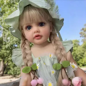 Reborn Baby Dolls Girl 22 Inch Vinyl Full Body That Look Real Life Reborn Newborn Baby Doll Realistic Washable Babies with Long Blonde Hair Anatomically Correct Doll Toys