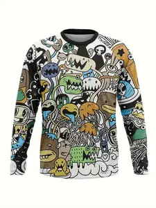 Men's Quick-Dry Long Sleeve Cycling Jersey, Fitted Polyester Fabric, Casual Outdoor Sports Shirt for Fall & Winter