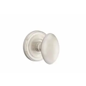 Egg Knob Privacy with Regular Rose, Satin Nickel
