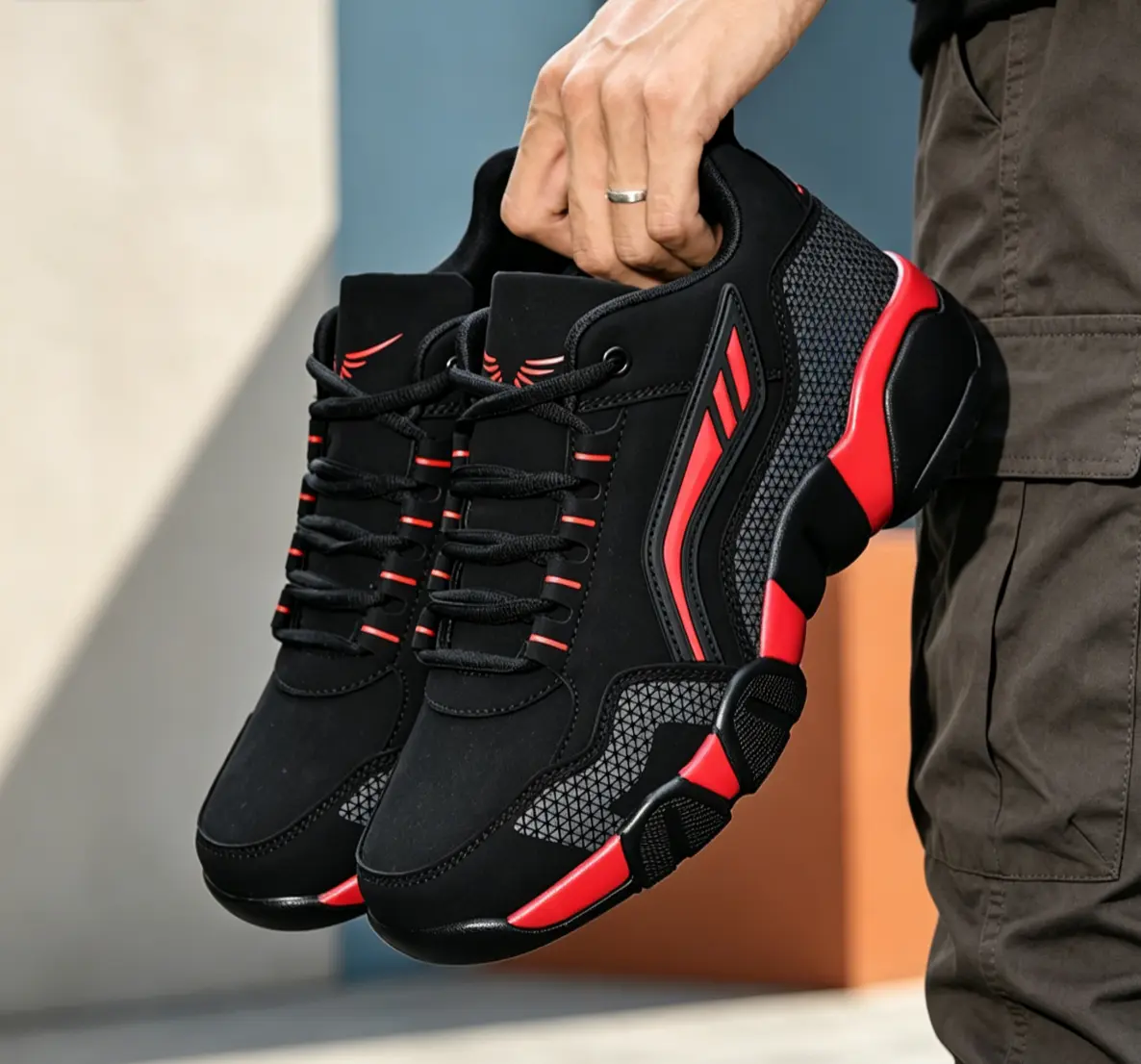 Men's Lace-Up No Leather & Faux Leather High-Top Casual Trainers - Round Toe, All-Season Preppy Athletic Sneakers for Indoor/Outdoor Basketball, US 12.5 (47) Comfortable Wear