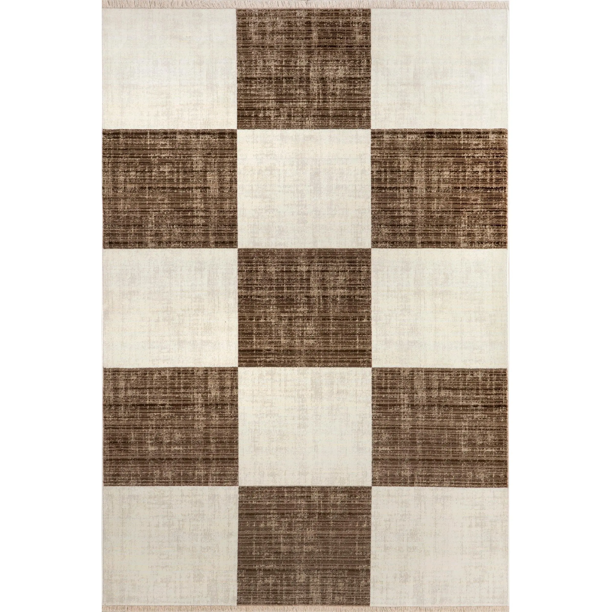 Aspen Checkerboard Fringed Area Rug