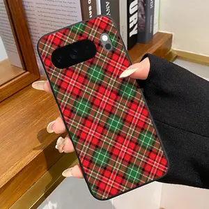 Rounded Edge Phone Case for Google Pixel 10 9 8 7 Pro A XL Festive Plaid Pattern Shockproof Drop Protection Rugged Durable Liquid Silicone Cover Cellphone Protective