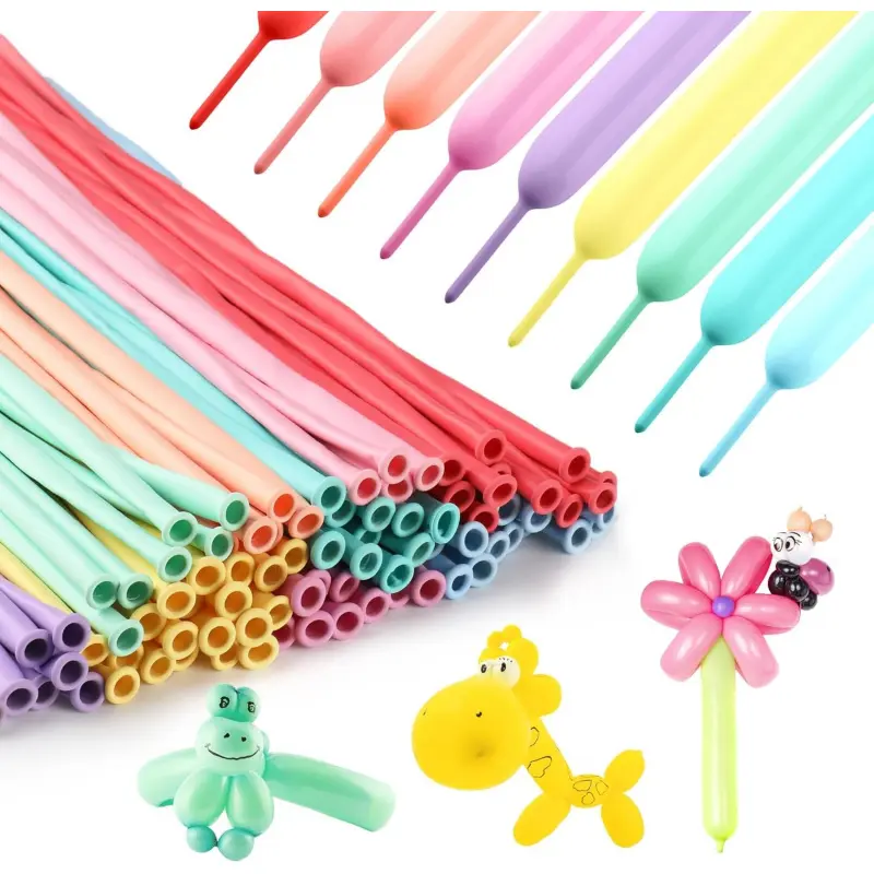 100Pcs 260 Balloons Pastel Long Balloons for Balloon Garland Thickening Skinny Latex Twisting Animals Modeling Christmas Birthday Wedding Party Decorations