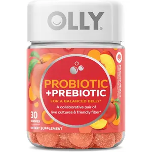 OLLY Probiotic + Prebiotic Gummy, Digestive Support and Gut Health, 500 Million CFUs, Fiber, Adult Chewable Supplement for Men and Women, 30 Day Supply - 30 Count