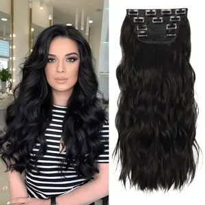 Black Curly Clip-In Hair Extensions 20 Inch Soft Synthetic Hair Extensions in Natural Black, Voluminous Curly Clip Ins for Women, Instant Length & Volume for Daily Wear, Parties & Events