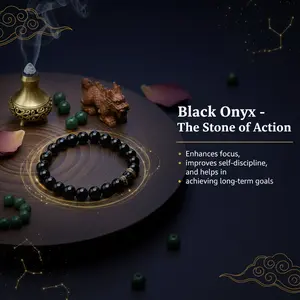 High-Vibration Black Onyx Bracelet – Psychic Protection & Grounding Power-10mm