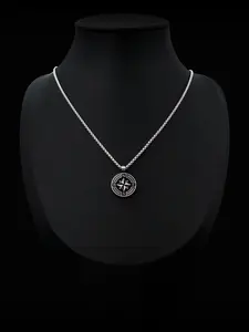 Compass Design Pendant Necklace for Women & Men, Stainless Steel Jewelry for Party, Daily Clothing Decor, Daily Wear Necklace, Trendy Exquisite Jewelry As Gift