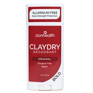 Zion Health CLAYDRY BOLD Aluminum-Free Deodorant - Ionic Clay & Arrowroot for Odor Control Body Care Detox 80g