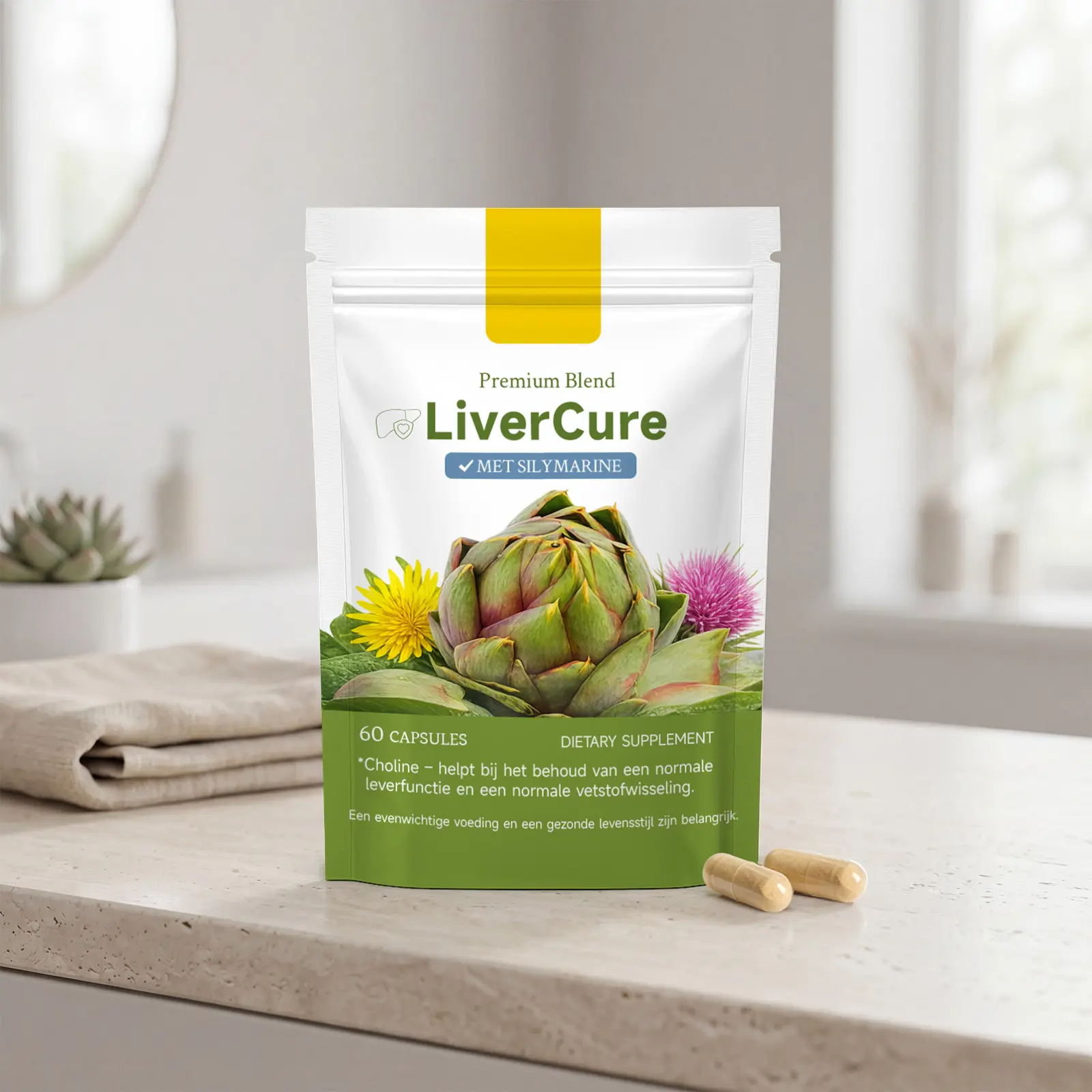 Liver Support Contains Silymarin 60 Capsules Dietary Supplement Contains Vitamin E & Vitamin B12*Choline – Helps maintain normal liver function and normal fat metabolism