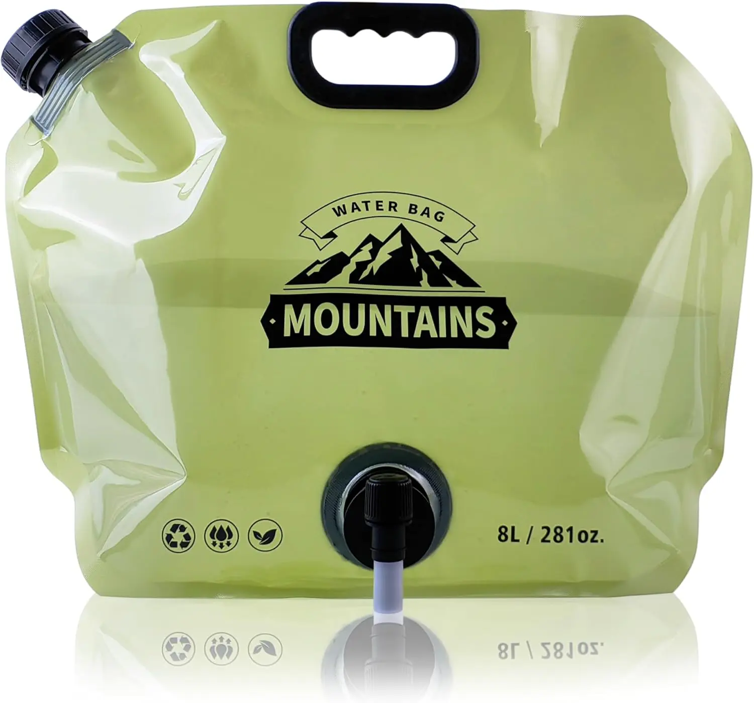 8L Collapsible Water Bag BPA-Free Foldable Water Container Leakproof Portable Water Jug Emergency Water Storage Carrier for Camping Hiking Backpacking RV Travel Fishing Outdoor Survival Gear Green