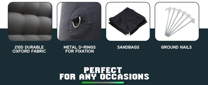 【Ships in 2 Boxes】Amerlife Large Black Inflatable Night Club Tent with 2 Side Doors, with Logo Area Gazebo Event House for Wedding Birthday Backyard Party- Ships in 2 Boxes