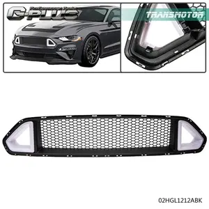 Upper Grille with White DRL & Yellow Turn Signal LED Lights Fit for 2018–2021 Ford Mustang
