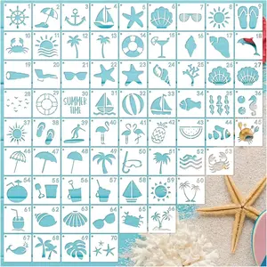 70 count  Stencils for Painting on  Summer Beach Stencils and Patterns Nature Palm Tree Stencil SeaTemplate  Stencils on Art Craft Canvas Furniture Wall (70 Beach)