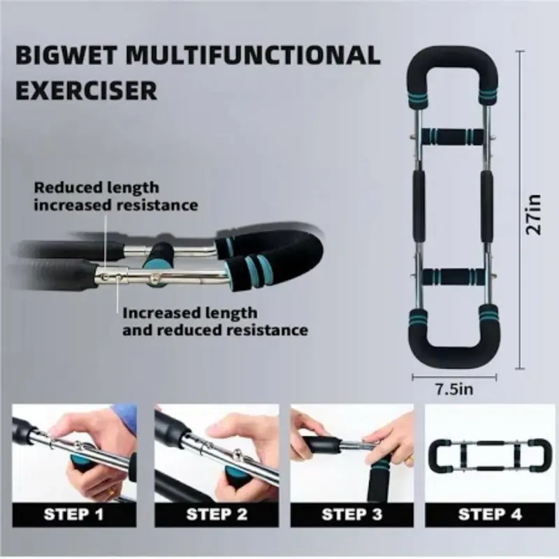 Multi-Purpose Arm/Chest Trainer 90-120 lbs Adjustable Resistance Portable Detachable for Men & Women Strength Training Equipment  Bigwet Multifunctional exerciser Chest Expander Bar For Strength training