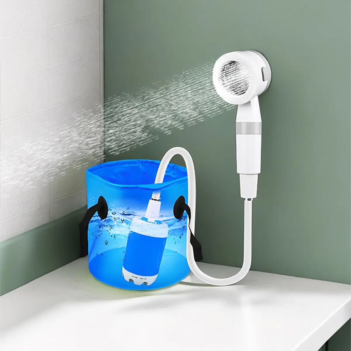 Portable Handheld Electric Shower - Multifunctional Outdoor Shower for Camping, Hiking, Pet Cleaning & Car Washing. Includes Water Pump, Ideal for Travel & Apartment Use, Rechargeable Camping Showerhead.
