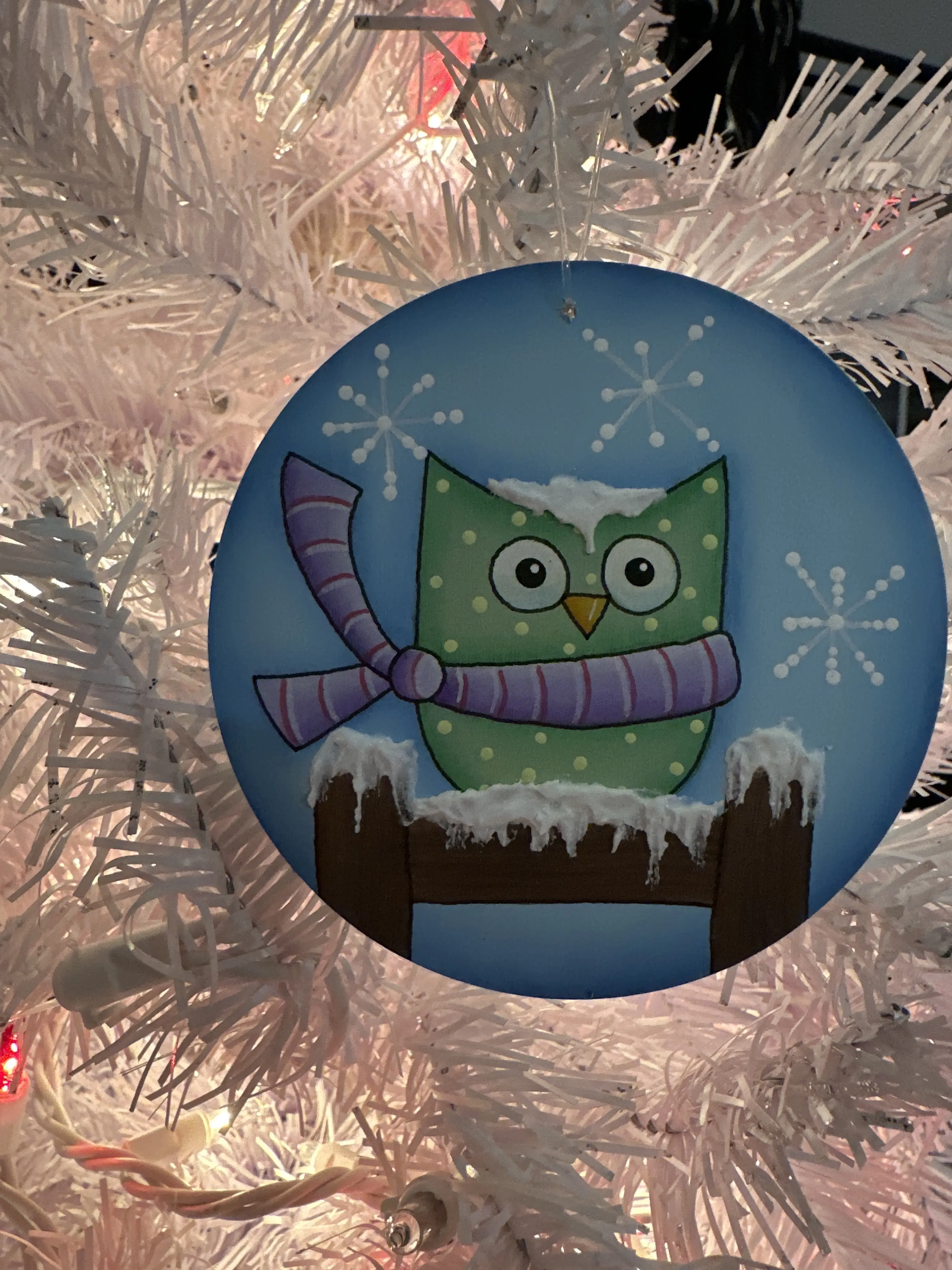 Hand Crafted Green Owl Christmas Ornament - Festive Home Decor