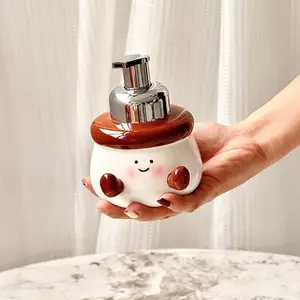 Creative Ceramic Foam Bottle for Bathroom Sink, Hand Soap Dispenser, Shampoo & Body Wash Refillable Container, Unique Home Decor Accessory