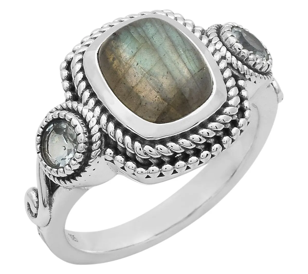 Artisan Crafted Labradorite & Blue Topaz Ring,Sterling Artisan Crafted Labradorite & Blue Topaz Ring,Sterling