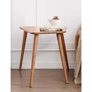 Qokori Small Solid Wood Shaped Coffee Table, Mid-Century Modern Coffee Table for Living Room, Center Table for Minimalist Display Irregular Coffee Table
