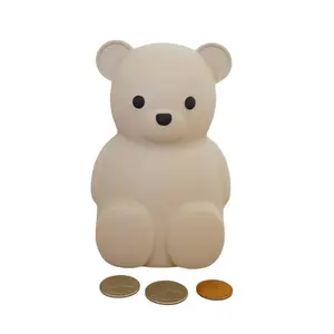 Teddy Bear Money Bank - 100% Food-Grade Silicone Soft Squeezable Bear with Coin Slot & Removable Bottom for Easy Access Non-Toxic BPA-Free Toddler-Safe Savings Jar
