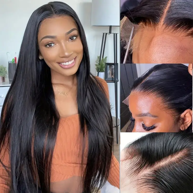 13x4 Lace Front Wigs Human Hair Pre Plucked 200% Density Straight HD Transparent Lace Frontal Wigs Human Hair Wigs Lace Front Wigs For Women With Baby Hair