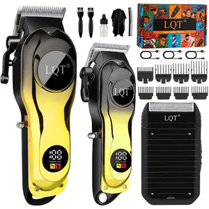 LQT Men's Blue Hair Clipper Kit, New Elegant Gift Box Design, Easy to Use Hair Trimmer for Hairdressing Beginners, Ideal for Home Hair Cutting, Perfect Christmas & Holiday Gift