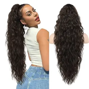 Cloud like hair Extension Claw Ponytail Long Wavy Ponytail Extension Black Brown 30 Inch Curly Clip Ponytail in Hair Extensions For Women Fluffy Natural Looking Synthetic Hairpiece for Daily Use Easy To Go