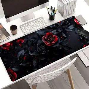 Dark Roses Gothic Mouse Pads Extra Large Computer Desk Top Mat Mouse Pad for Laptop Mouse Desk Pad Desk Mats with Non - Slip Rubber Base Stitched Edge for Home and Office Desk Accessories