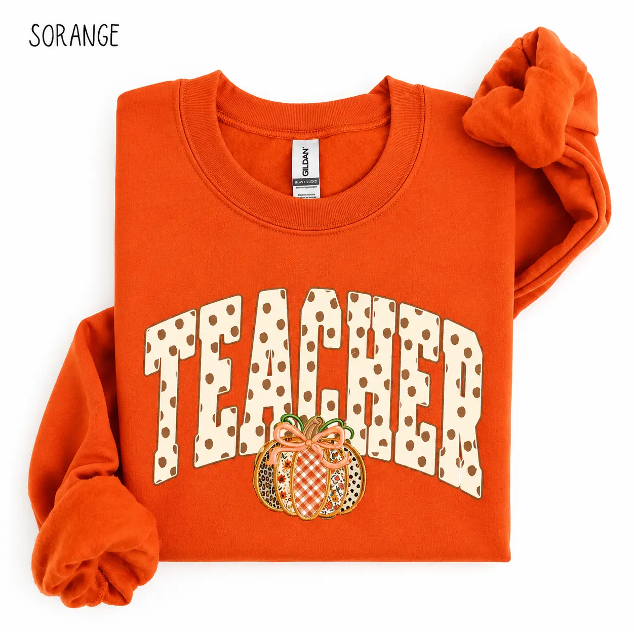 GILDAN Preppy Fall Teacher Polka Dots Sweatshirt, Coquette Floral Autumn Sweatshirt, Fall Gingham, Thanksgiving Pumpkin Spice, Leopard, Pumpkin Bow