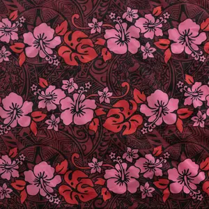 Hibiscus/Plumeria/Monstera Leaf Polyester Fabric | Islands Fabric