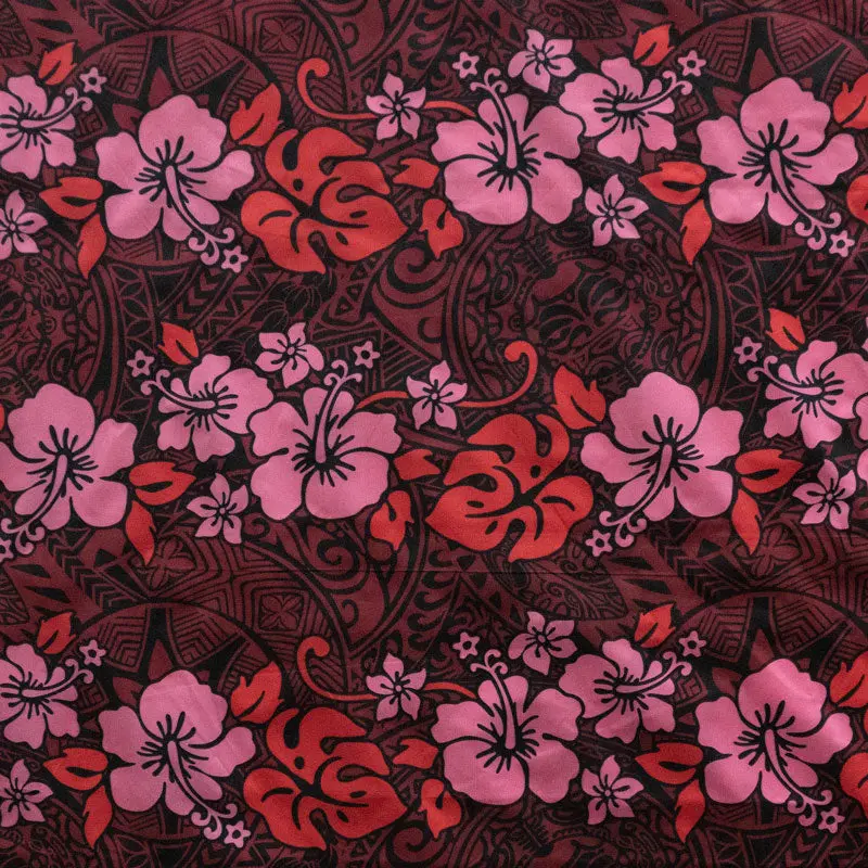 Polynesian Tropical Floral Nature Design Durable Polyester Fabric - 60 in Width, Hibiscus, Plumeria, Monstera Prints | Island Sewing & Soft Furnishings Material