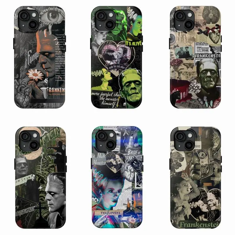 6 Design Bride of Frankenstein Phone Case, Classic Horror Movie Art, Universal Monsters, Retro Gothic Aesthetic, Phone Case Suitable for iPhone 17-11 Pro Max/Plus and  Samsung Galaxy S23-25