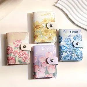 Vintage Oil Painting Card Holder, Large Capacity Women's Multi-Slot Driver's License Case, Compact Cartoon Coin Purse, Multi-Function Card Wallet