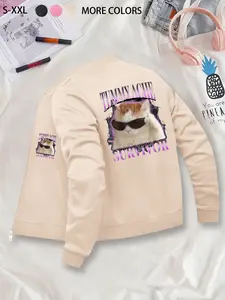 Cat Printed Jacket - Fun Statement Coat, Unisex Top, Affordable Jacket for Budget-Conscious Shoppers, Stylish Low-Price Jacket